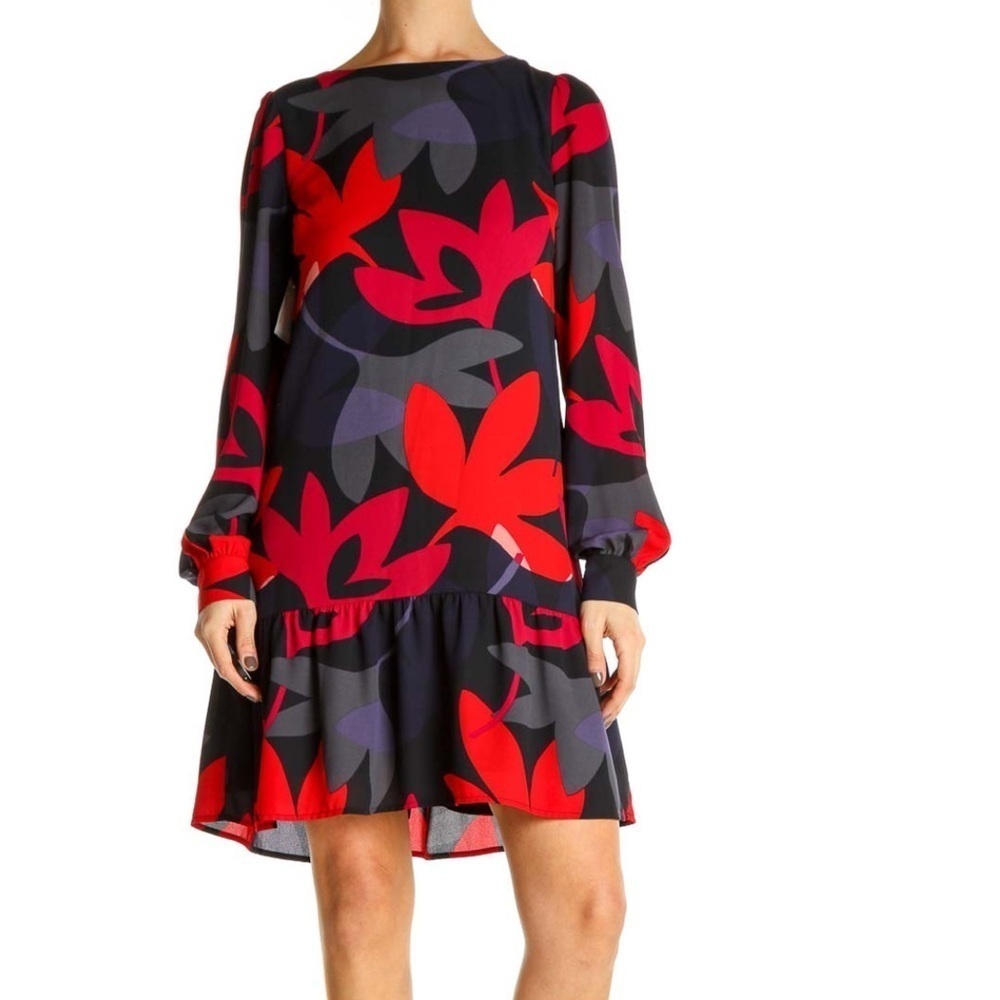Ann Taylor Loft Red Day Fit & Flare Dress extra small petite